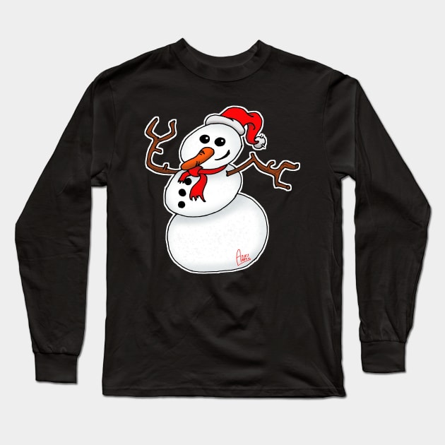 Happy Snowman Long Sleeve T-Shirt by Andres7B9